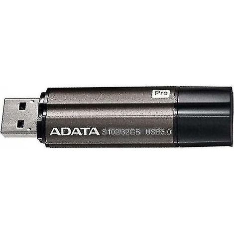 Clé USB 3.1 haute vitesse Adata S102, en métal, noire, 32 Go, couleur noire. (1/2)