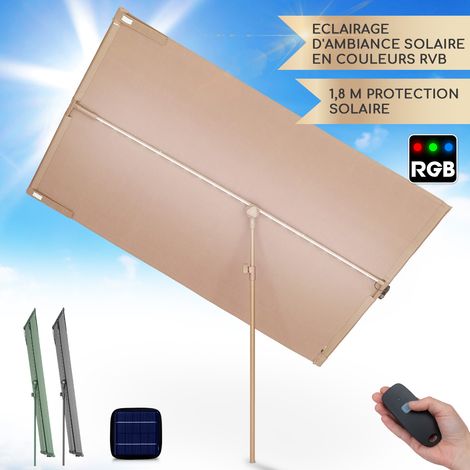 Blumfeldt – Parasol droit intelligent avec panneaux solaires et lumières LED – Protection UV – Hauteur réglable 130-223 cm – Étanche – Base non incluse
