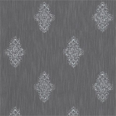 Baroque wallcovering wall Profhome 319464 textile wallpaper slightly textured baroque style matt blue silver 5.33 m2 (57 ft2) (1/5)