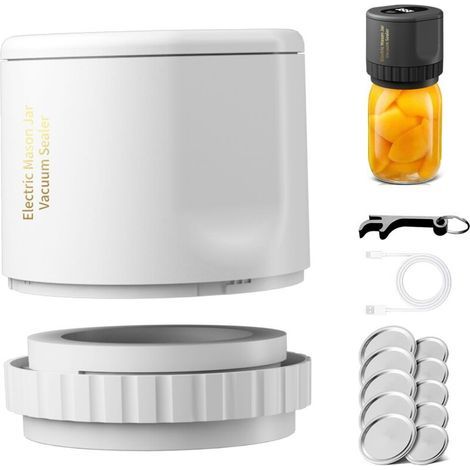 Machine à emballer sous vide électrique Mason Jar, kit de mise sous vide sans fil pour le stockage des aliments, blanc (1/5)