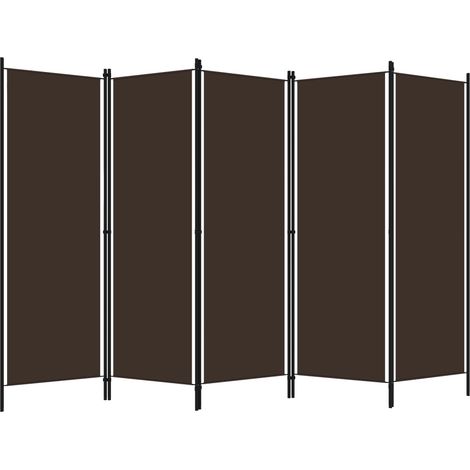 Cloison de séparation 5 panneaux Marron 250x180 cm (1/5)