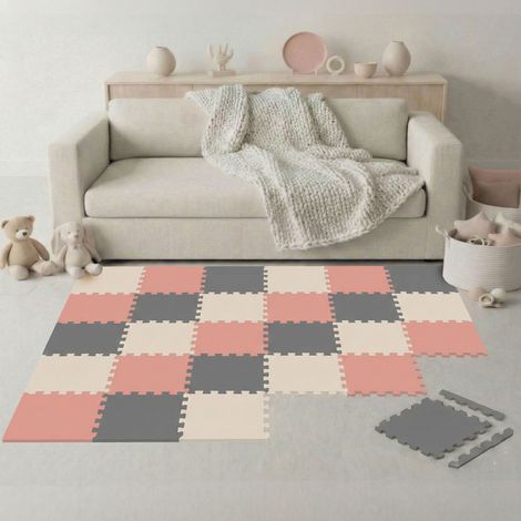27 Teile Spielmatte Baby Puzzlematte 30x30 Krabbelmatte Bodenmatte Kinderzimmer