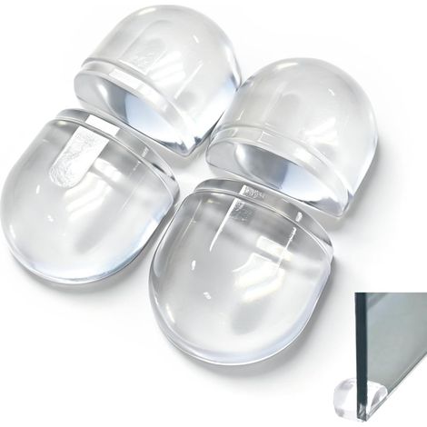Lot de 4 butoir transparent porte à coller au Sol - Protection Universelle pour Sol et Parquet - Adhésif Haute Adhérence - Silencieux et Esthétique - pour Intérieur (1/5)