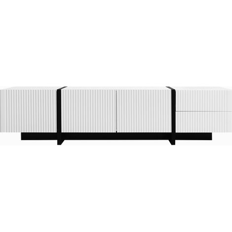 Meuble tv 190 cm avec 3 portes et 2 tiroirs, grand espace de rangement, design moderne (1/5)