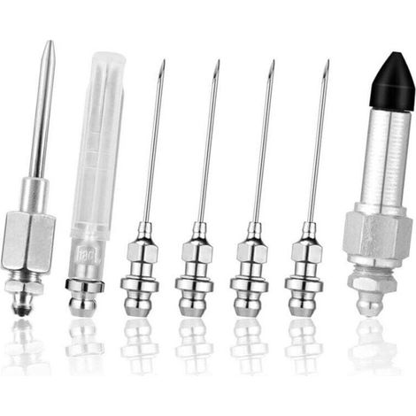 Kit Accessoires Graisseur 7 Pièces avec 5 Buses Distributeur Aiguille et Embout Caoutchouc (1/4)