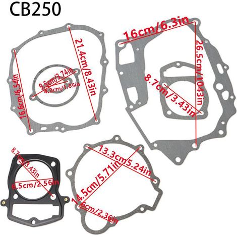 Pièces détachées pour moto tout-terrain CQRMX6, kit de joints pour moteur Zongshen CB250 refroidi par air, jeu complet de joints, joint de culasse inférieur. (1/4)
