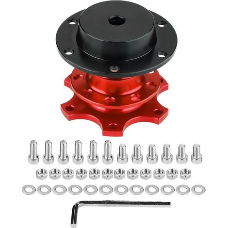 Kit d'adaptateur à dégagement rapide pour moyeu de volant de voiture avec vis (rouge) (1/5)