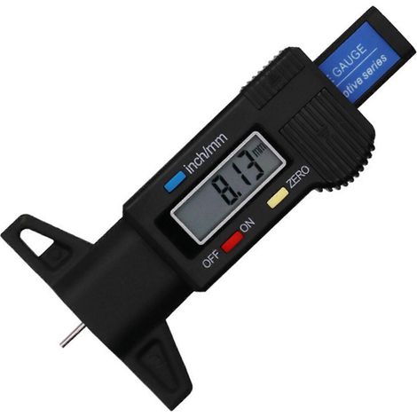Jauge numérique de profondeur de sculpture de pneus avec écran LCD - Outil de mesure précis pour voitures, camions et motos (Noir) (1/5)