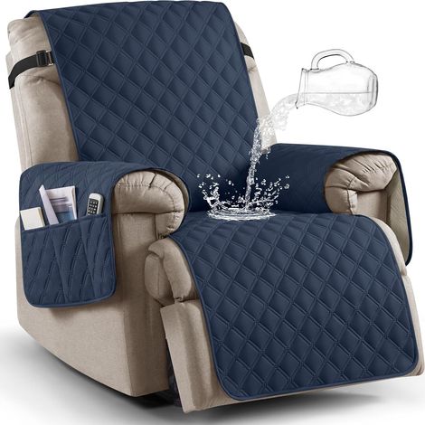 Waterproof 23in Lounge Chair Covers, Non-Slip Lounge Chair Covers, Washable Lounge Chair Cover, Lounge Chair Covers with Pockets, Navy Blue (1/5)