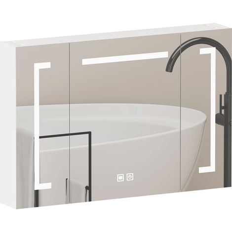 GagaMeuble miroir LED stylé 90 cm, armoire murale avec rangement pour salle de bain, salon et chambre (1/5)