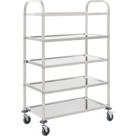 Carrito de cocina de 5 alturas 107x55x147 cm acero inoxidable