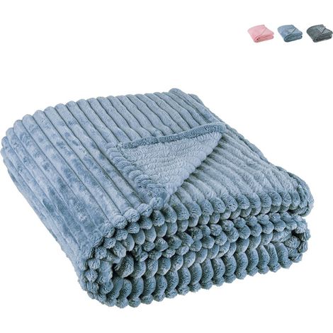 Plaid couverture 150x200 cm en polyester pour salon et chambre Rachele YES - Turquoise (1/4)