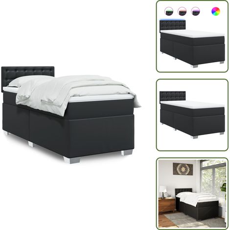 Sommier à lattes de lit avec matelas Noir 80x200cm Similicuir - Sommier À Lattes De Lit - Sommiers À Lattes De Lit - Lit - Meuble De Chambre À Coucher (1/5)