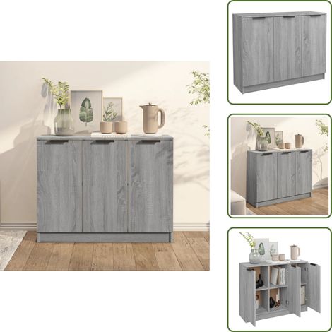 Aparador de almacenamiento - vidaXL Aparador de madera contrachapada gris Sonoma 90,5x30x70 cm - Aparador decorativo
