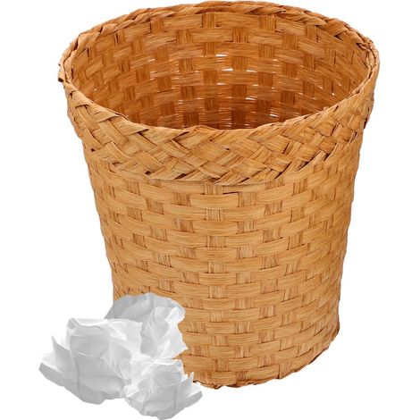 Toyvian Corbeille à Papier en Osier Rotin 13 Litres, Poubelle de Bureau Multifonction Panier de Rangement pour Salon et Bureau Couleur Aléatoire (1/5)