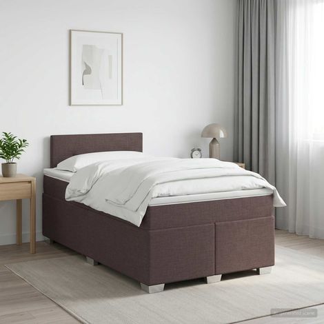 vidaXL Cama box spring con colchón Marrón Oscuro 120 x 190 cm Tela (1/5)