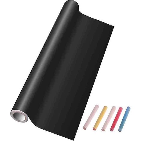 Papier tableau noir en vinyle amovible, autocollant mural avec 5 craies de couleurs pour graffiti d'enfants (1/5)