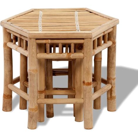 Tabourets de jardin lot de 3 bambou (1/5)
