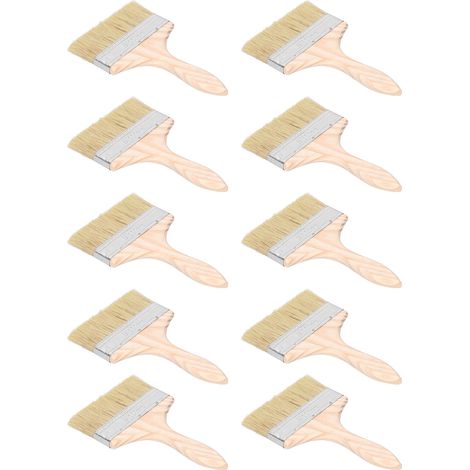 Lot de 10 brosses en laine artificielle, manche ergonomique en bois, multifonctionnelles pour le nettoyage des taches de peinture (1/5)