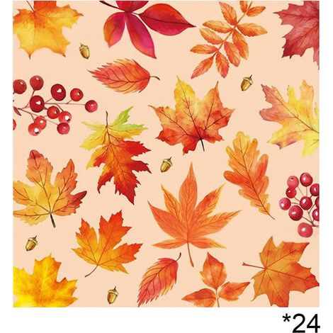 Assiettes Jetables - Gobelets Jetables - Serviettes Jetables - Décoration Table Automne - Set de Vaisselle Festif 24 Pièces (1/5)