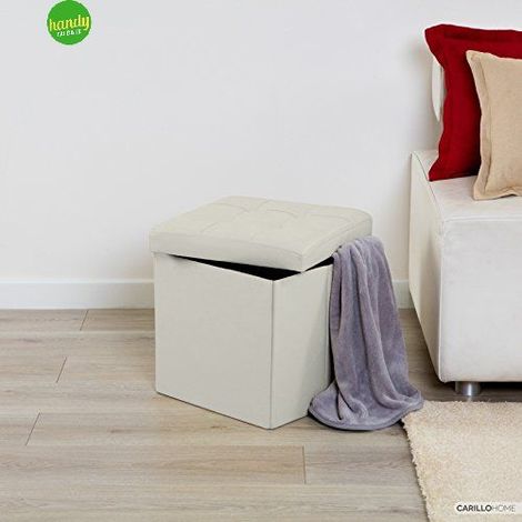 Pouf pieghevole simil pelle Angelo Carillo Linea Oro 38x38x38 cm colore bianco