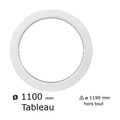 Fenêtre ronde fixe PVC vitrage clair diam. 110 cm tableau pour pose en neuf
