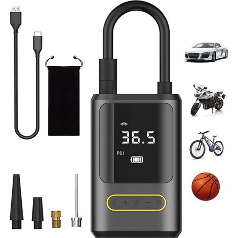 Inflador de neumáticos eléctrico inalámbrico portátil, bomba de aire duradera de 150 psi, pantalla LCD dual, perfecto para neumáticos de coche y motocicleta, balones, bicicletas, camping, batería exte