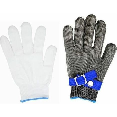 Gant De Boucher En Cotte De Maille Acier Inoxydable Resistant Coupe Haute Performance Niveau 5 Protection Taille L (Pas Une Paire) (1/5)