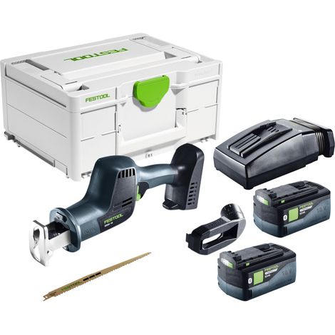 Scie sabre sans fil Festool ERSC 18 EB-Basic 18 V 210 mm + 2 batteries 5,0 Ah + chargeur + Systainer (1/5)