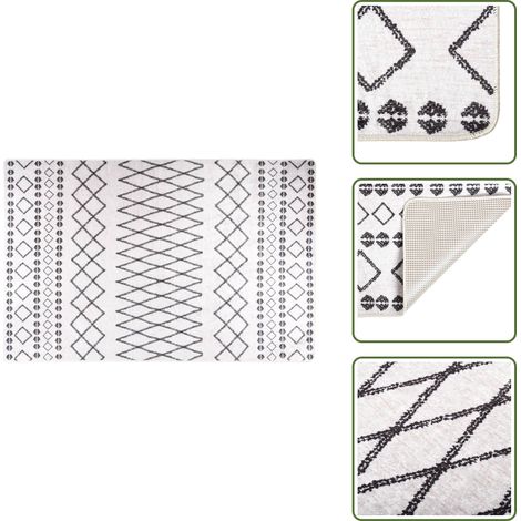 Tappeto per casa - vidaXL Tappeto Lavabile 160x230 cm Nero e Bianco Antiscivolo - Tappeto in velluto