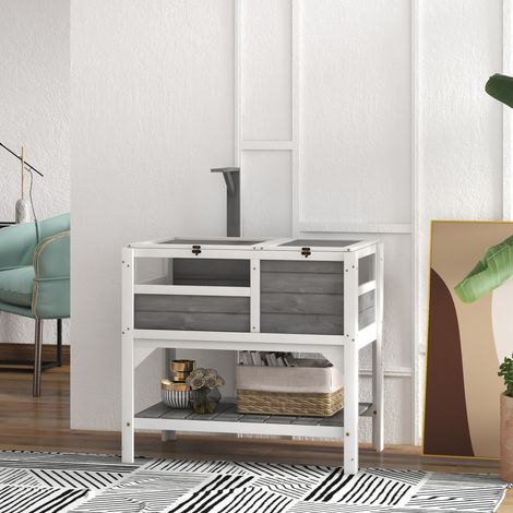 Rangement Maison enclos pour tortues sur pieds avec étagère de rangement en bois massif - 84 x 51 x 103 cm