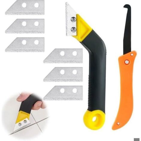 Grattoirs à coulis pour carrelage – 9 pièces avec lames de rechange et scie à onglet (1/4)