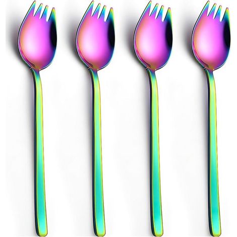 Orivio 4er-Set Gabel-Löffel aus Edelstahl Multifunktional für Abendessen Suppe Salat und mehr 19 cm lang Ideal für Familien-Campingausflüge und (1/5)