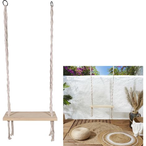 Balançoire - HOME DECO FACTORY - Macramé Bois - Blanche