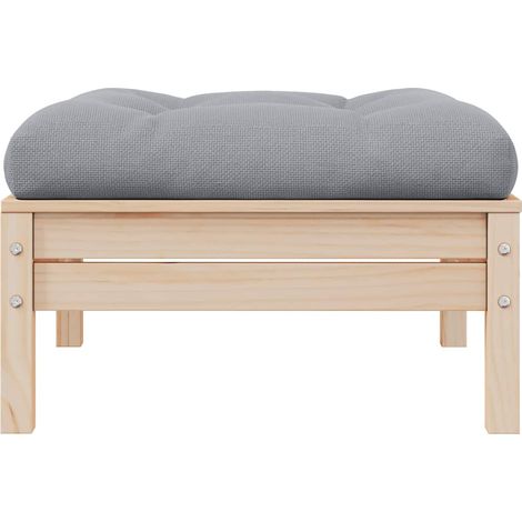 Maison Exclusive - Gartenhocker mit Grauem Kissen Massivholz Kief