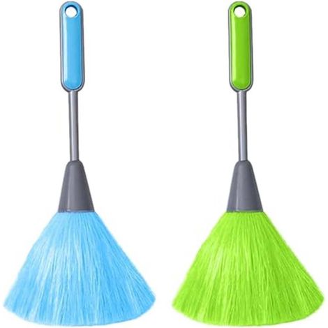2 pièces plumeaux moelleux pour la cuisine, clavier d'ordinateur, plumeau à main en microfibre, plumeau pour fenêtre, plumeau pour le nettoyage, outil à poussière doux (vert, bleu) (1/5)