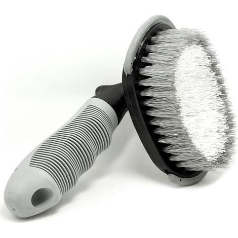 1 Brosse pneus, poignée caoutchouc ergonomique, forme L, nettoyage 360 degrés, intérieur extérieur voiture (1/5)