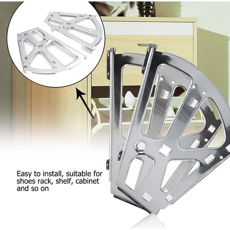 2 charnières de tiroir à chaussures en acier inoxydable, kit de remplacement de base rotative (2 couches) (1/5)