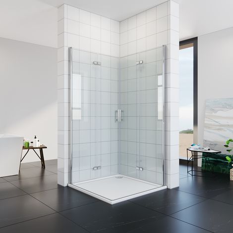 SONNI Duschkabine 100x80 cm falttür Eckeinstieg faltbar Duschabtrennung Faltdusche 6mm NANO Glas 195cm (1/5)