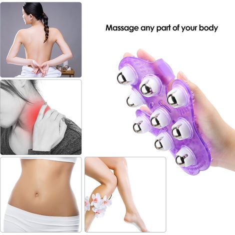 Gant de Massage en forme de paume, masseur corporel avec 9 rouleaux en métal à 360 degrés, soulagement de la douleur musculaire, couleur aléatoire (1/5)