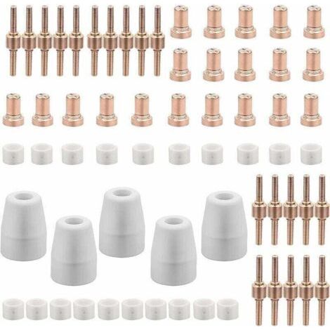 65 Pièces PT31 Consommables Plasma Decoupeur Plasma Parkside Cut 30 40 50 Consommables de Découpeuse Plasma Accessoire Decoupeur Plasma Electrode Tip Buse (1/4)