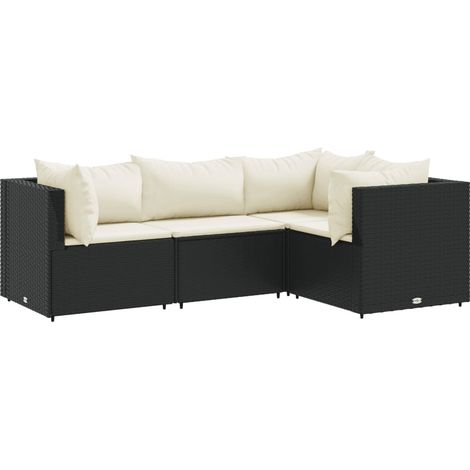 Maison Exclusive - 4-tlg. Garten-Lounge-Set mit Kissen Schwarz Po