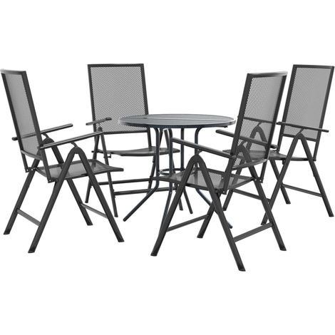 Maison Exclusive - Gartenstuhl-Set 5-tlg. Verstellbar Pulverbesch