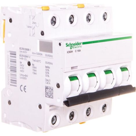 Interruttore automatico 4P C 16A 10kA AC iC60H-C16-4 Acti9 A9F07416