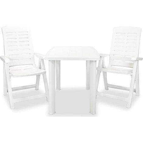 Ensemble de jardin 3 pièces avec table et 2 chaises pliantes en plastique blanc - PANGIVO (1/5)