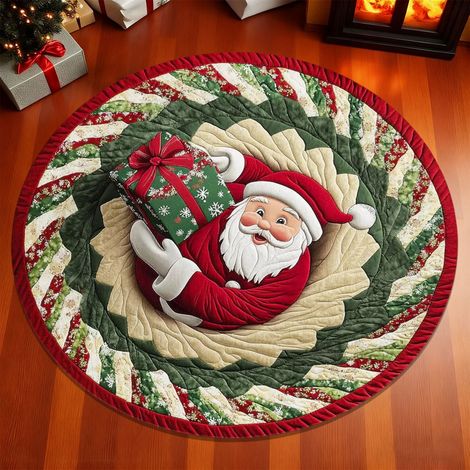 Tapis Rond De Porte - Tapis D'Entrée Anti-Dérapant Absorbant - Motif Noël En Relief - 60 X 60 Cm - Pour Intérieur Salle De Bain Cuisine (1/5)