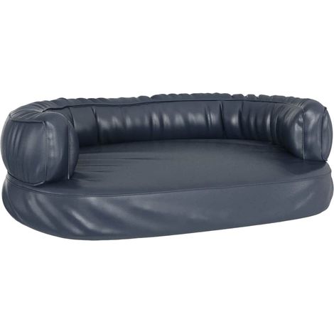 vidaXL Cama para perros de espuma cuero sintético azul oscuro 75x53 cm (1/2)
