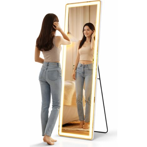 Specchio da terra grande figura intera con luci LED 160 x 50 cm Pulsante Touch (1/5)