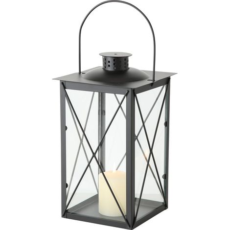 Lantern en métal pour bougie, vitres en verre, FAROL, 30 cm (1/5)