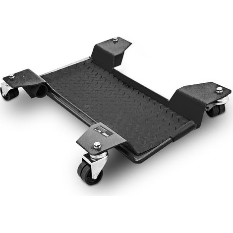 Bituxx Motorrad Rangierhilfe Rangierschiene Rangierplatte Parkhilfe Motorradständer für Zentralständer 60x42x9cm bis 250kg mit 360° Rollen und Rangierbremse Schwarz (1/5)